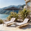 Meridian Furniture Fiji Black Polyester Patio Umbrella with Base Set