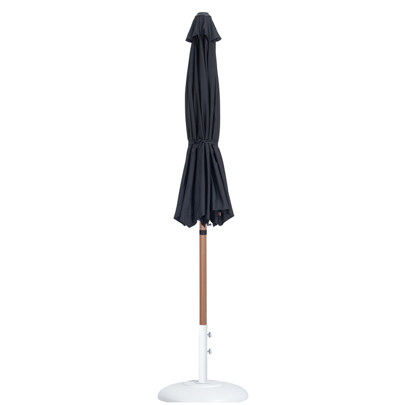 Meridian Furniture Fiji Black Polyester Patio Umbrella with Base Set