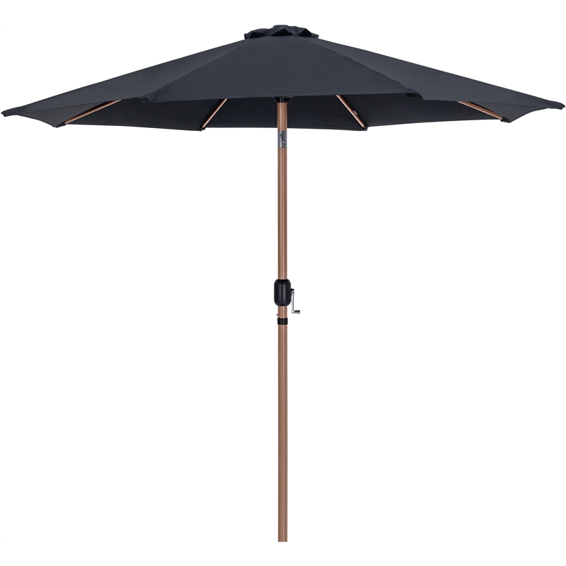 Meridian Furniture Fiji Black Polyester Patio Umbrella with Base Set
