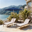 Meridian Furniture Fiji Navy Polyester Patio Umbrella with Base Set