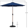 Meridian Furniture Fiji Navy Polyester Patio Umbrella with Base Set