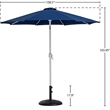 Meridian Furniture Fiji Navy Polyester Patio Umbrella with Base Set