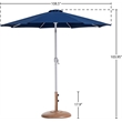 Meridian Furniture Fiji Navy Polyester Patio Umbrella with Base Set