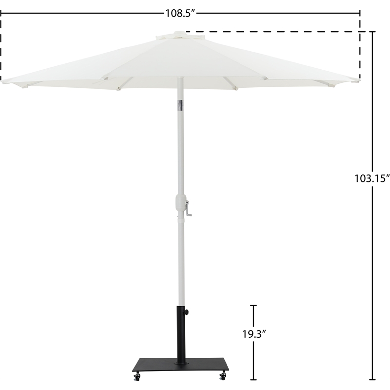 Meridian Furniture Fiji White Polyester Patio Umbrella with Base Set