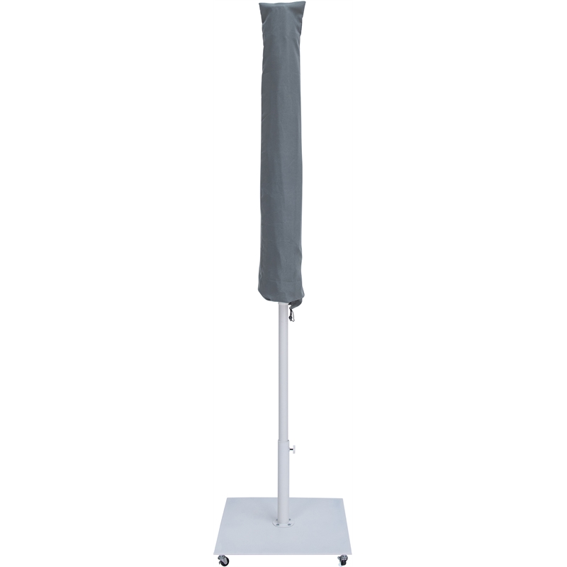 Meridian Furniture Fiji White Polyester Patio Umbrella with Base Set