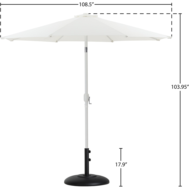 Meridian Furniture Fiji White Polyester Patio Umbrella with Base Set