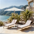 Meridian Furniture Fiji White Polyester Patio Umbrella with Base Set