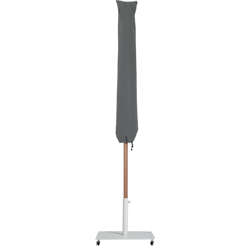 Meridian Furniture Fiji White Polyester Patio Umbrella with Base Set