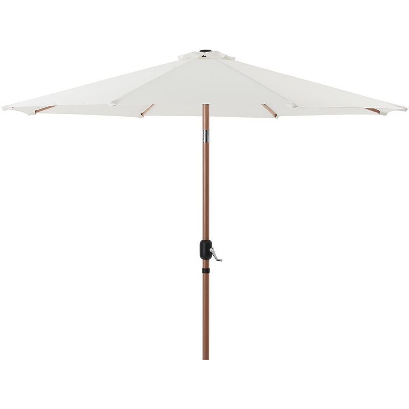 Meridian Furniture Fiji White Polyester Patio Umbrella with Base Set