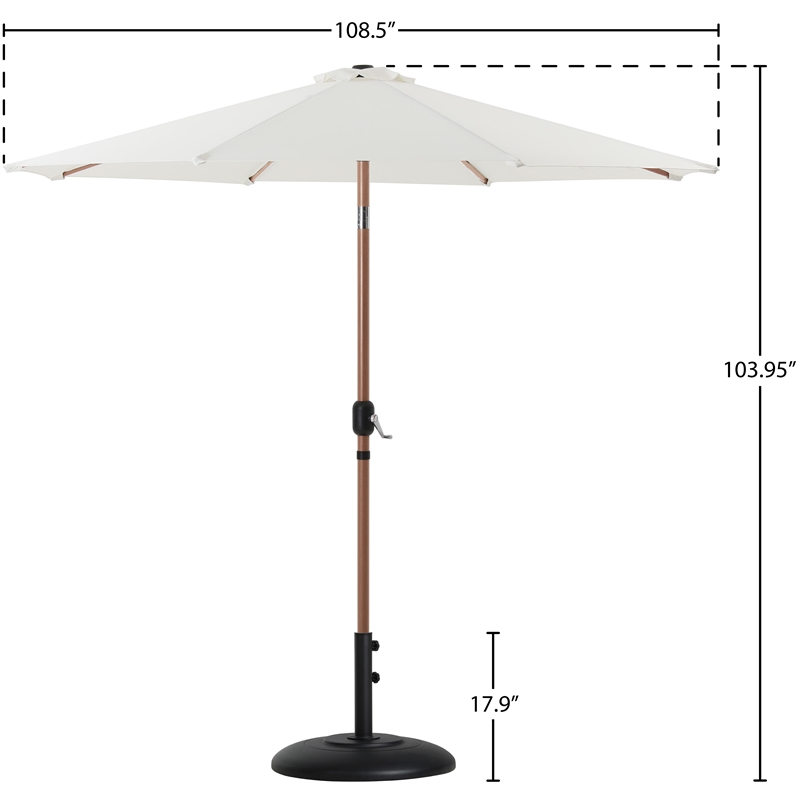 Meridian Furniture Fiji White Polyester Patio Umbrella with Base Set