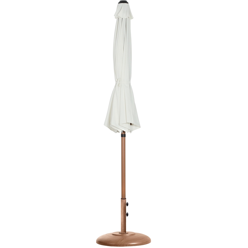 Meridian Furniture Fiji White Polyester Patio Umbrella with Base Set