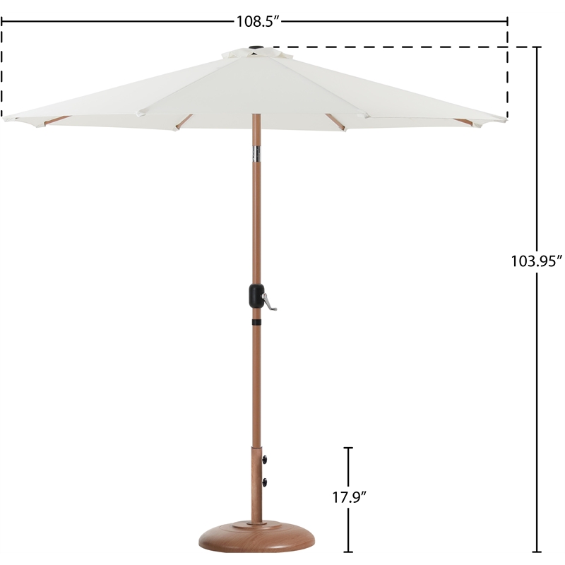 Meridian Furniture Fiji White Polyester Patio Umbrella with Base Set