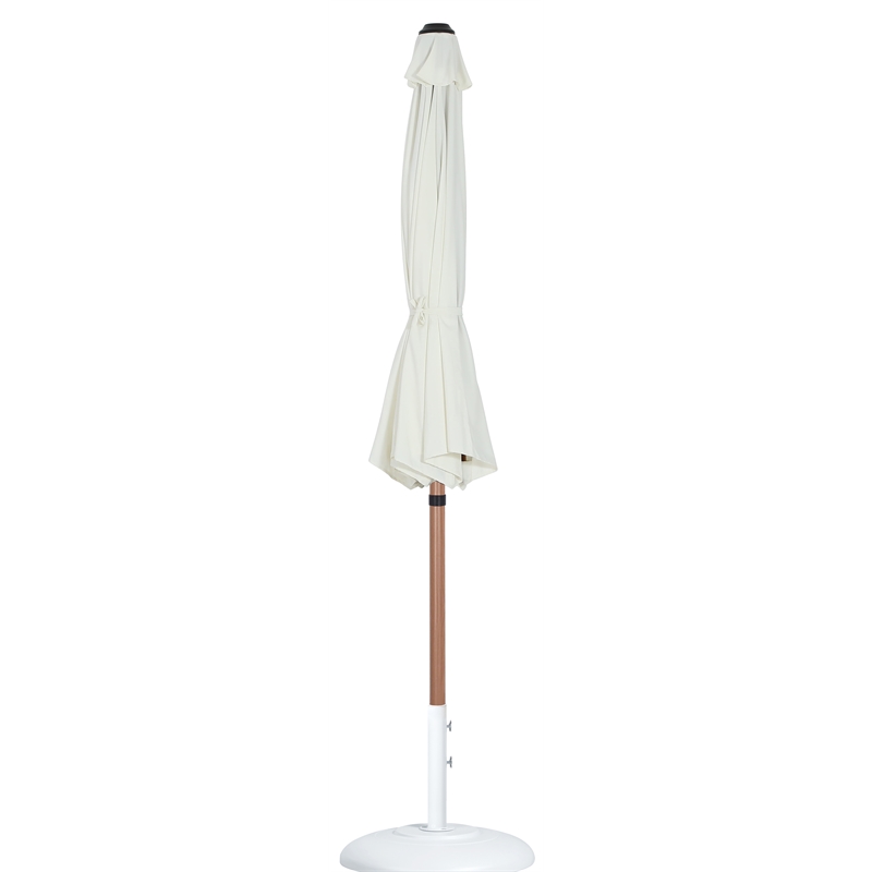 Meridian Furniture Fiji White Polyester Patio Umbrella with Base Set