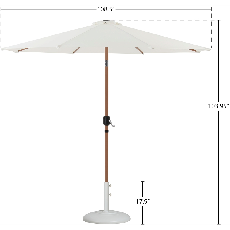 Meridian Furniture Fiji White Polyester Patio Umbrella with Base Set