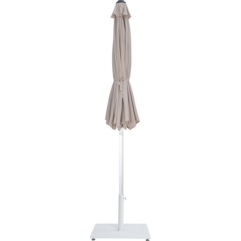 Meridian Furniture Fiji Beige Polyester Patio Umbrella with Base Set