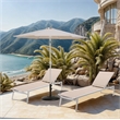 Meridian Furniture Fiji Beige Polyester Patio Umbrella with Base Set
