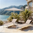 Meridian Furniture Fiji Beige Polyester Patio Umbrella with Base Set