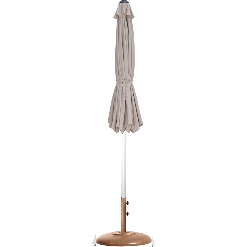 Meridian Furniture Fiji Beige Polyester Patio Umbrella with Base Set