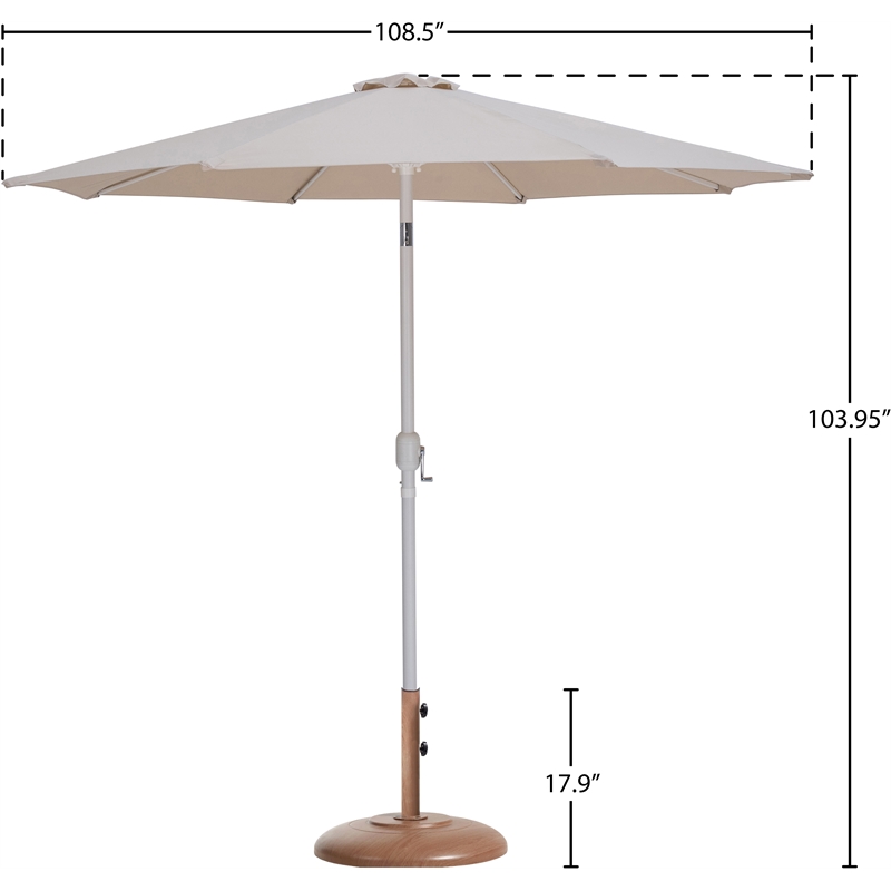 Meridian Furniture Fiji Beige Polyester Patio Umbrella with Base Set