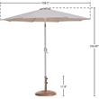 Meridian Furniture Fiji Beige Polyester Patio Umbrella with Base Set