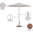 Meridian Furniture Fiji Beige Polyester Patio Umbrella with Base Set