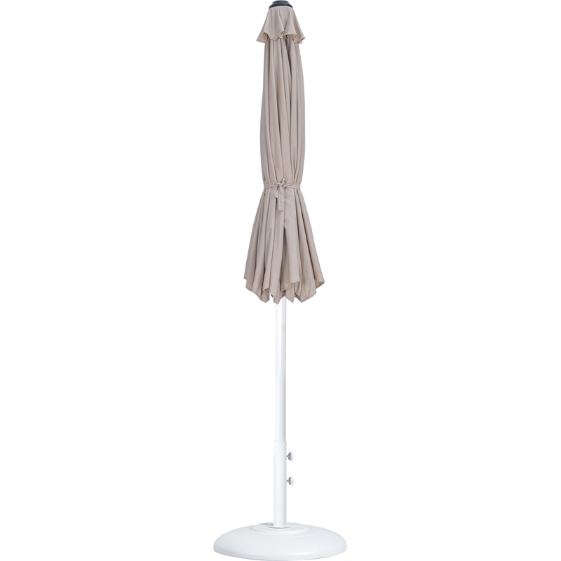 Meridian Furniture Fiji Beige Polyester Patio Umbrella with Base Set