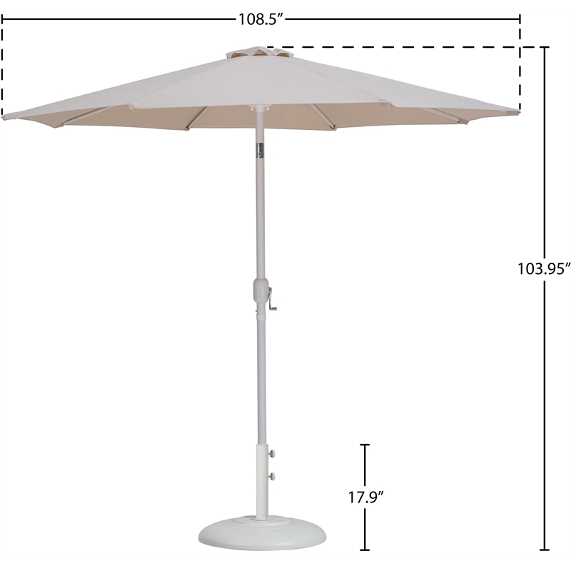 Meridian Furniture Fiji Beige Polyester Patio Umbrella with Base Set