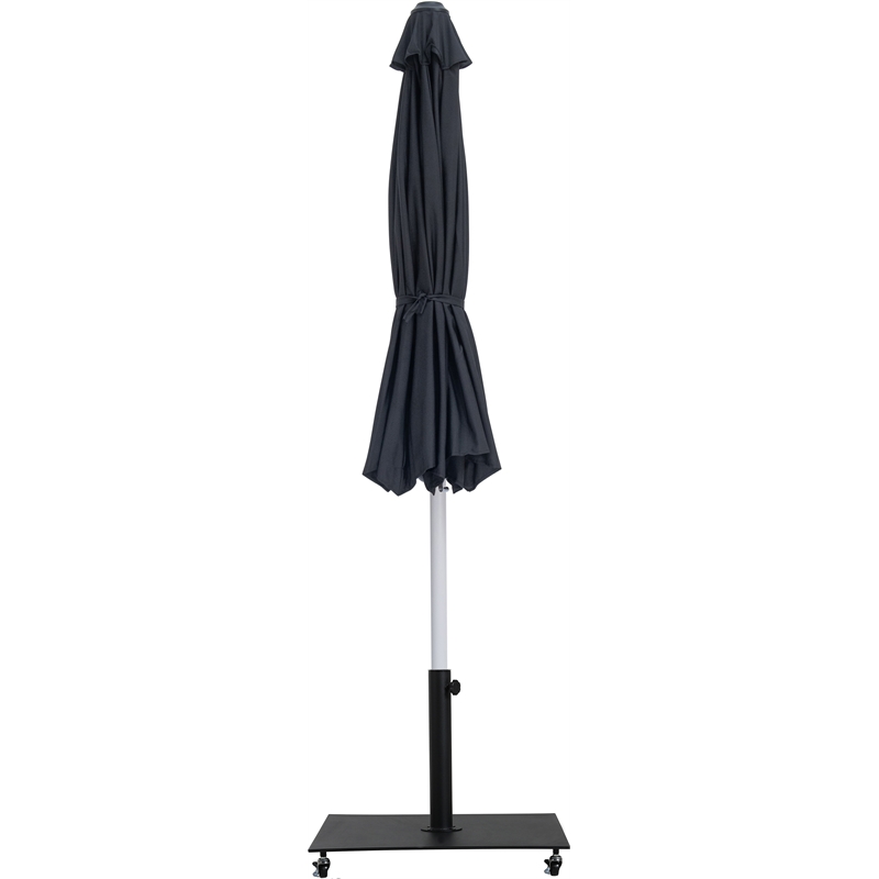Meridian Furniture Fiji Black Polyester Patio Umbrella with Base Set