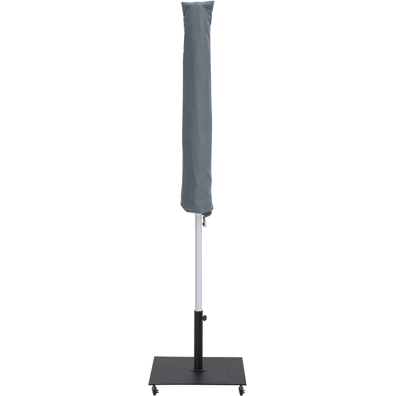 Meridian Furniture Fiji Black Polyester Patio Umbrella with Base Set