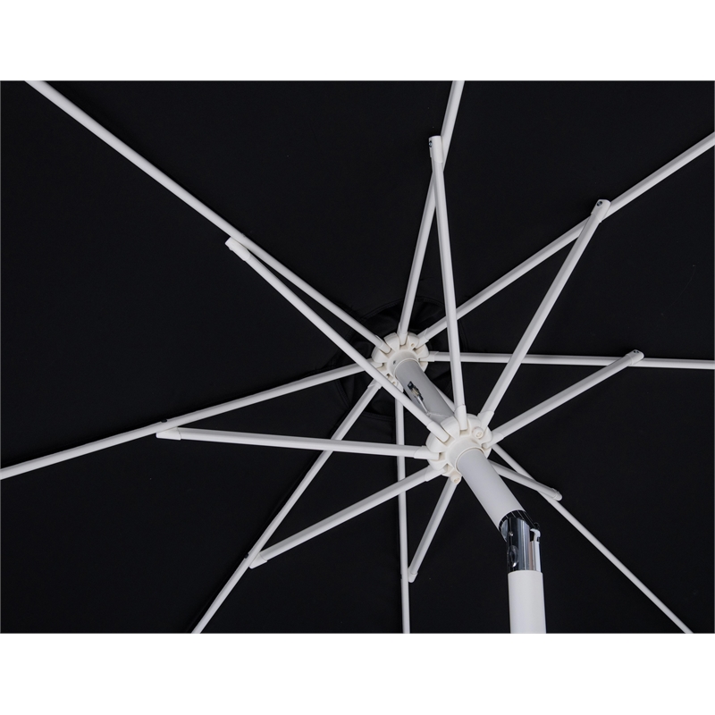 Meridian Furniture Fiji Black Polyester Patio Umbrella with Base Set