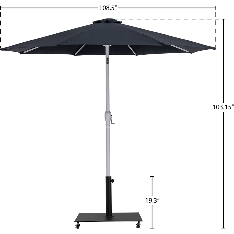 Meridian Furniture Fiji Black Polyester Patio Umbrella with Base Set