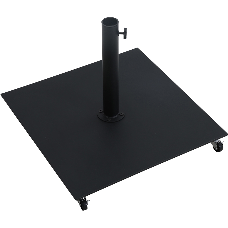 Meridian Furniture Fiji Black Polyester Patio Umbrella with Base Set