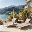 Meridian Furniture Fiji Black Polyester Patio Umbrella with Base Set