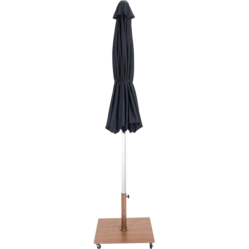 Meridian Furniture Fiji Black Polyester Patio Umbrella with Base Set