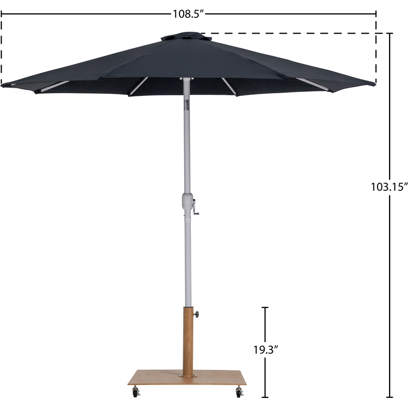 Meridian Furniture Fiji Black Polyester Patio Umbrella with Base Set