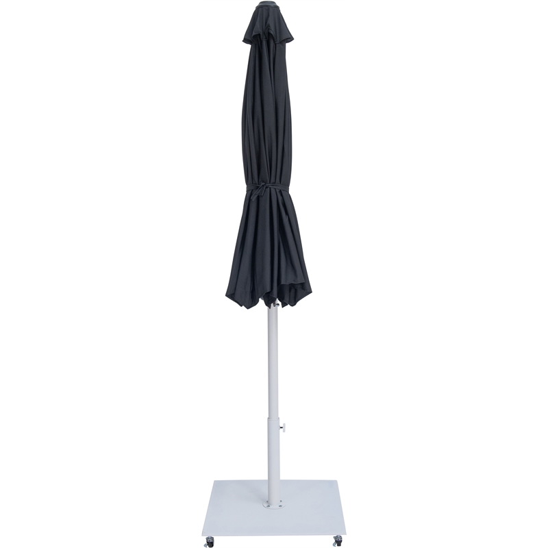 Meridian Furniture Fiji Black Polyester Patio Umbrella with Base Set
