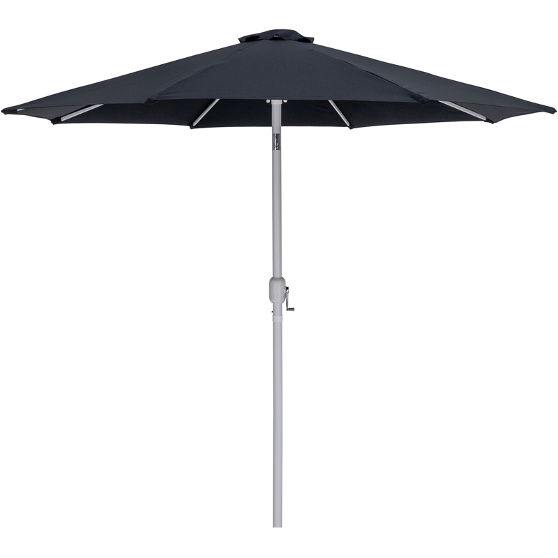 Meridian Furniture Fiji Black Polyester Patio Umbrella with Base Set