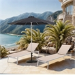 Meridian Furniture Fiji Black Polyester Patio Umbrella with Base Set
