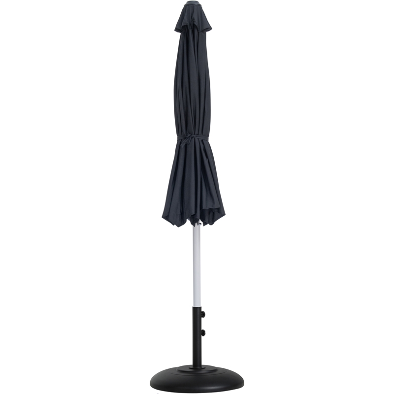 Meridian Furniture Fiji Black Polyester Patio Umbrella with Base Set
