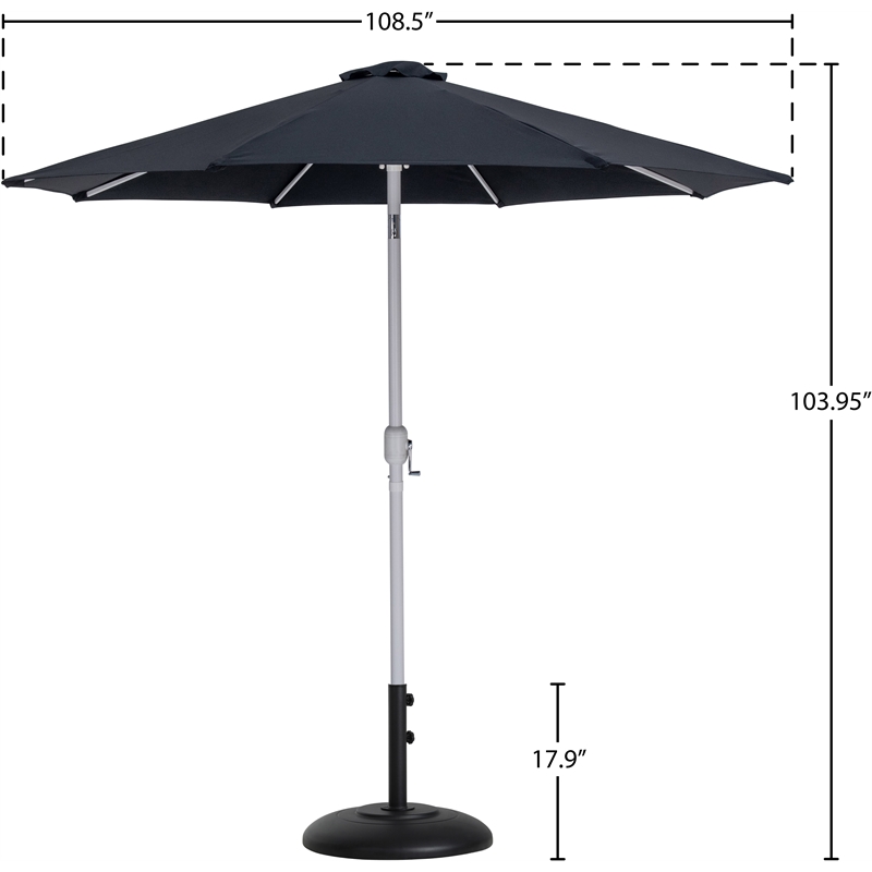 Meridian Furniture Fiji Black Polyester Patio Umbrella with Base Set