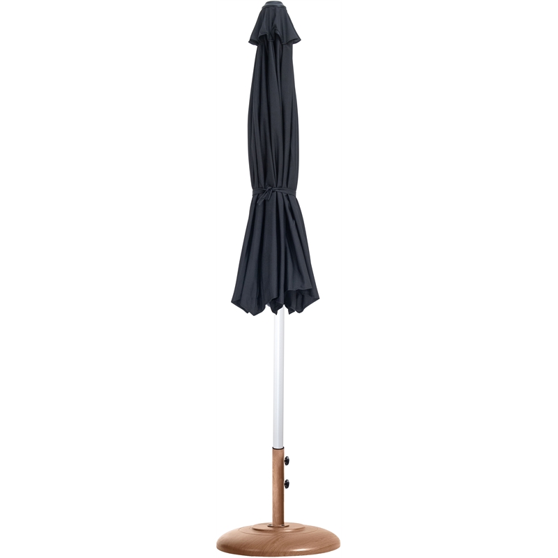 Meridian Furniture Fiji Black Polyester Patio Umbrella with Base Set