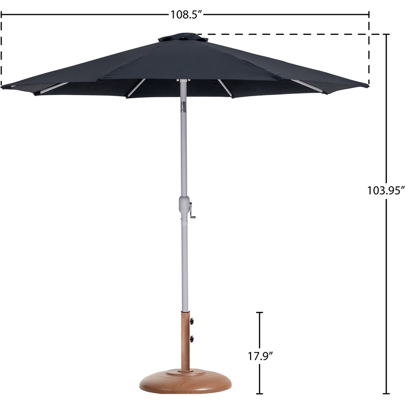 Meridian Furniture Fiji Black Polyester Patio Umbrella with Base Set
