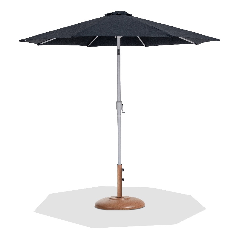 Meridian Furniture Fiji Black Polyester Patio Umbrella with Base Set