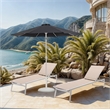 Meridian Furniture Fiji Black Polyester Patio Umbrella with Base Set