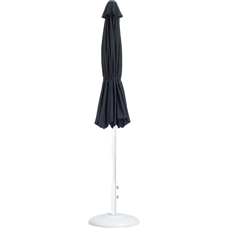 Meridian Furniture Fiji Black Polyester Patio Umbrella with Base Set