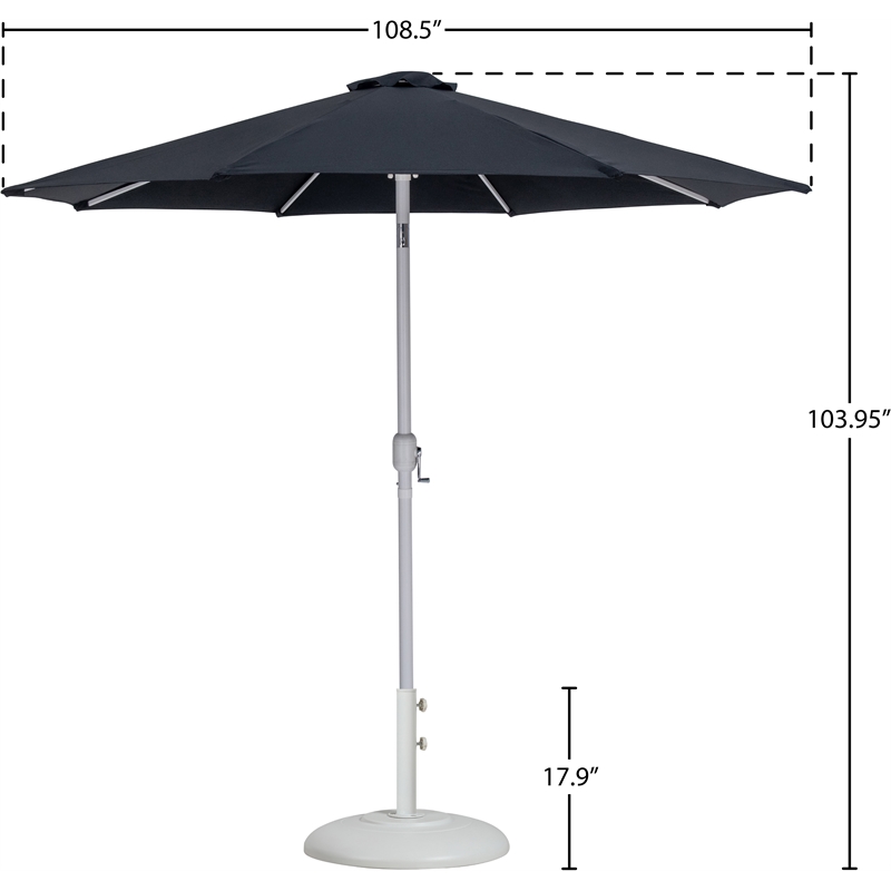Meridian Furniture Fiji Black Polyester Patio Umbrella with Base Set