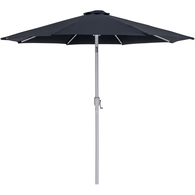 Meridian Furniture Fiji Black Polyester Patio Umbrella with Base Set