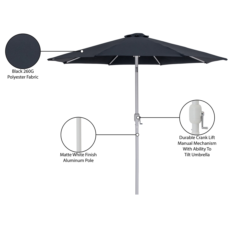 Meridian Furniture Fiji Black Polyester Patio Umbrella