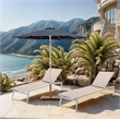 Meridian Furniture Fiji Grey Polyester Patio Umbrella with Base Set