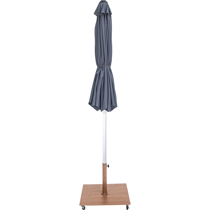 Meridian Furniture Fiji Grey Polyester Patio Umbrella with Base Set